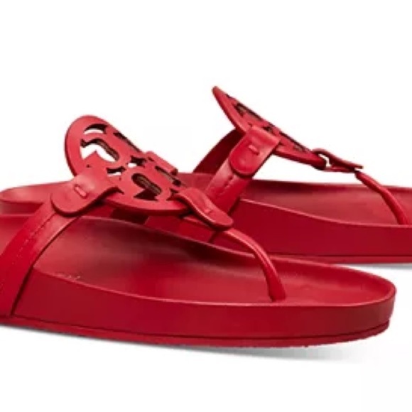 NWT Authentic Tory Burch Miller Cloud Red Leather Thong Sandals Size 11 M - Picture 11 of 16